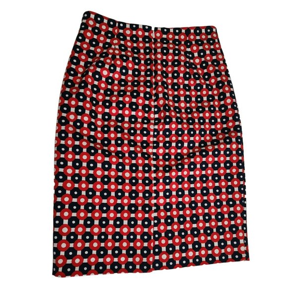 Boden Women's Petite Geometric Print Richmond Pencil Skirt Red/Multi Size 4P - Picture 7 of 16